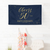 Gold & Navy Moderne 50 Jahre Hochzeit Banner (Insitu)