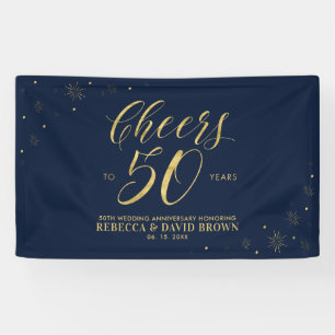 Gold & Navy Moderne 50 Jahre Hochzeit Banner