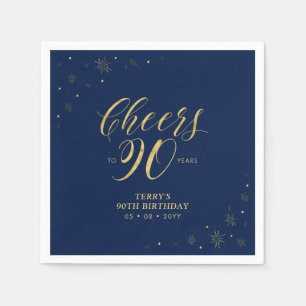 Gold & Navy   Moderne 90. Geburtstagsfeier Serviette