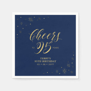 Gold & Navy Moderne 95. Geburtstagsfeier Serviette