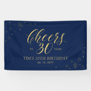 Gold & Navy Moderne Cheers 30. Geburtstagsfeier Banner