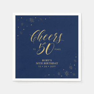 Gold & Navy   Moderne Cheers 50. Geburtstagsfeier  Serviette