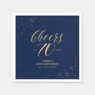 Gold & Navy   Moderne Cheers 70. Geburtstagsfeier Serviette