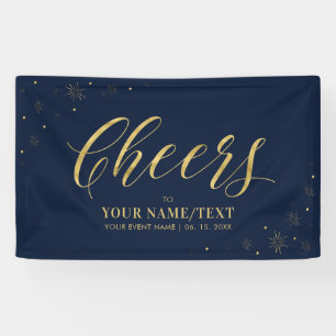 Gold & Navy Moderne Cheers Jedes Anlasses Party Banner