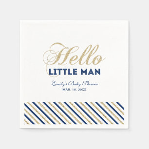 Gold & Navy Moderne Jungen-Baby-Party Serviette