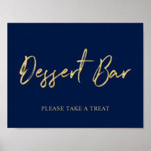 Gold Navy Moderne Pinselbuchstaben Dessertbar Schi Poster