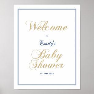 Gold & Navy Moderne Willkommensschilder für Baby Poster