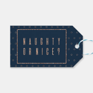 Gold Navy Naughty oder Nice Geschenkanhänger
