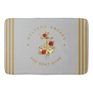 Gold Navy Nautical Anchor Yacht Club Retro Rose Na Badematte