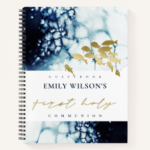 GOLD NAVY SEA FISHERST HOLY COMMUNION GUESTBOOK NOTIZBLOCK