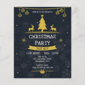 Gold Navy Snowflake Weihnachtsfeier Party Einladun (Vorderseite)