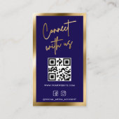 GOLD NAVY Social Media QR Code Foto Beruflich Visitenkarte (Rückseite)