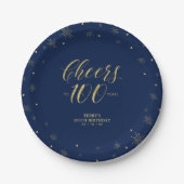 Gold & Navy Sparkle Cheers 100. Geburtstagsparty Pappteller (Vorderseite)