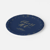 Gold & Navy Sparkle Cheers 100. Geburtstagsparty Pappteller (Schrägansicht)