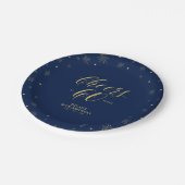 Gold & Navy Sparkle Cheers 60. Geburtstagsparty Pappteller (Schrägansicht)