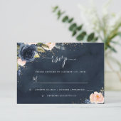 Gold Navy Sparkle RSVP Karte (Stehend Vorderseite)