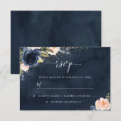 Gold Navy Sparkle RSVP Karte (Vorne/Hinten)
