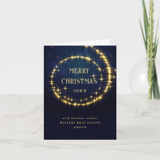 Gold Navy SparkLICHT Weihnachten im Unternehmen (Vorderseite)