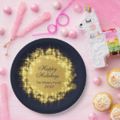 Gold Navy SparkLight Holiday Weihnachtsfest Party Pappteller (Party)