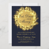 Gold Navy SparkLight Weihnachtsfeier Einladung (Vorderseite)