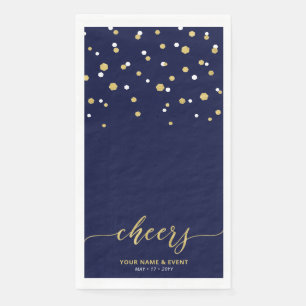 Gold Navy Stilftiges Script Confetti Cheers Party Serviette