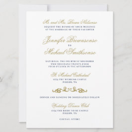 Gold Navy Texte einfache Unterschrift Hochzeit Einladung
