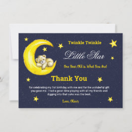 Gold Navy Twinkle Little Star 1. Geburtstag Dankeskarte