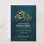 GOLD NAVY UNDERWASSER SEAWEED VOW RENEWAL INVITE DANKESKARTE (Vorderseite)