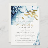 GOLD NAVY UNDERWASSERFISCHHEILIGE KOMMUNIKATION DANKESKARTE (Vorne/Hinten)