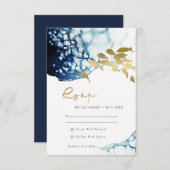 GOLD NAVY UNDERWASSERSEE FISH WEDING RSVP BEGLEITKARTE (Vorne/Hinten)