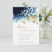 GOLD NAVY UNDERWASSERSEE FISH WEDING RSVP ENCLOS BEGLEITKARTE (Stehend Vorderseite)