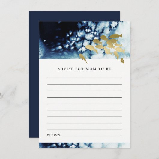 GOLD NAVY UNTERWASSER MEERESFISCHER BERATUNG BABY BEGLEITKARTE (Vorne/Hinten)