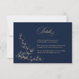 Gold & Navy Wedding Details Card Karte