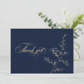 Gold & Navy Wedding Thank You Card Dankeskarte (Stehend Vorderseite)