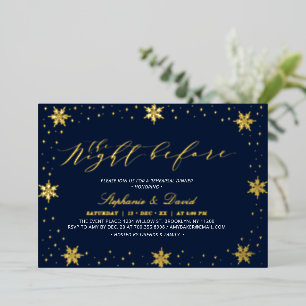 Gold & Navy Winter Schneeverlobungsfeier für Paare Folieneinladung