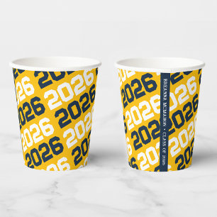 Gold & Navyblau Abschlussjahrgang-Abschlussfeier Pappbecher