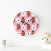 Gold Neon, abstrakte bunt Lichter. Große Wanduhr (Zuhause)