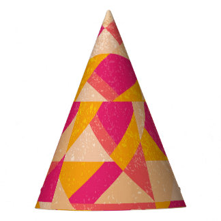 Gold neoner Hintergrund, bunte Lichteffekte. Partyhütchen