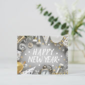 Gold New Year Party New Years Day Clipart Postkarte (Stehend Vorderseite)