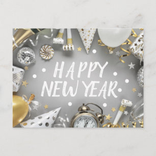 Gold New Year Party New Years Day Clipart Postkarte