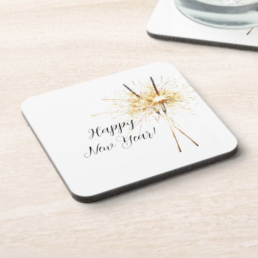 Gold New Year's Eve Day Celebration Sparklers Getränkeuntersetzer (Linke Seite)