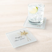 Gold New Year's Eve Day Celebration Sparklers Glasuntersetzer (Schrägansicht)