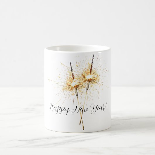Gold New Year's Eve Day Celebration Sparklers Kaffeetasse (Mittel)