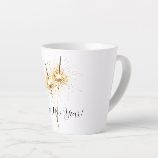 Gold New Year's Eve Day Celebration Sparklers Milchtasse (Rechte Ecke)