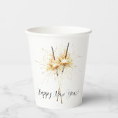 Gold New Year's Eve Day Celebration Sparklers Pappbecher (Vorderseite)