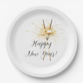 Gold New Year's Eve Day Celebration Sparklers Pappteller (Vorderseite)