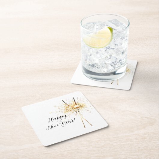 Gold New Year's Eve Day Celebration Sparklers Rechteckiger Pappuntersetzer (Vor Ort)