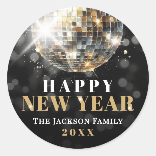 Gold New Year's Eve Party Runder Aufkleber (Vorderseite)