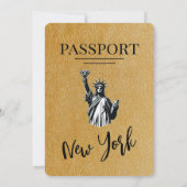 Gold New York City Passport Wedding Einladung (Rückseite)
