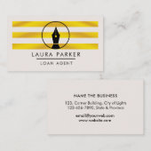 Gold Nib Loan Signing Agent Writer Author Business Visitenkarte (Vorne/Hinten)